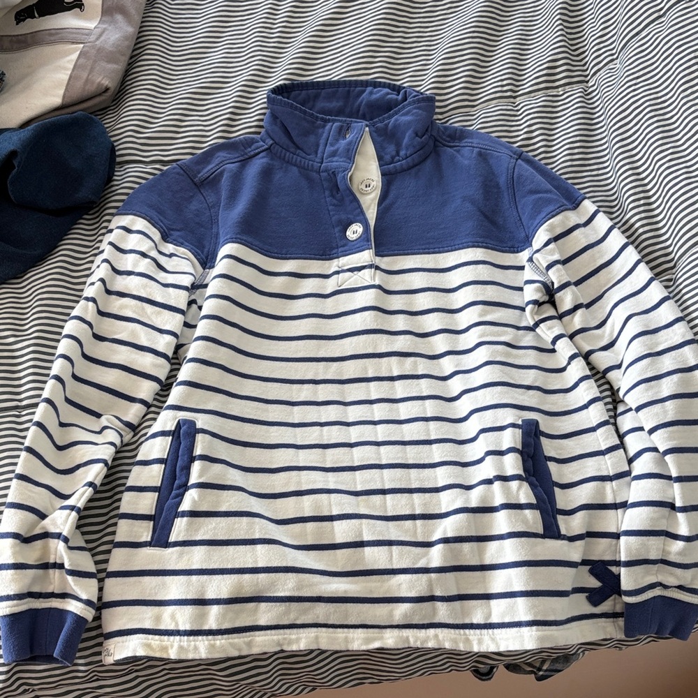 Lazy Jacks Co. Nautical Blue and White Striped Women's Pullover